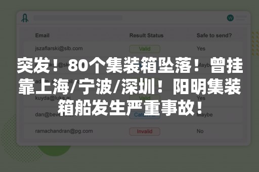 突发！80个集装箱坠落！曾挂靠上海/宁波/深圳！阳明集装箱船发生严重事故！