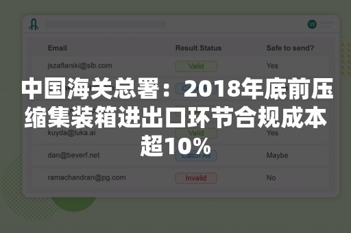 中国海关总署：2018年底前压缩集装箱进出口环节合规成本超10%