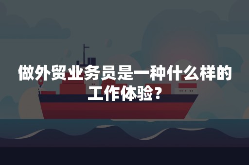 做外贸业务员是一种什么样的工作体验？