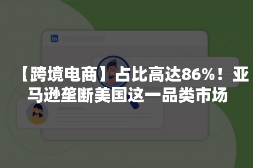 【跨境电商】占比高达86%！亚马逊垄断美国这一品类市场