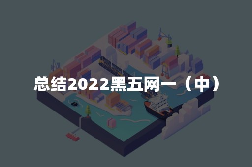 总结2022黑五网一（中）