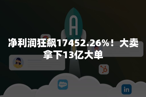 净利润狂飙17452.26%！大卖拿下13亿大单