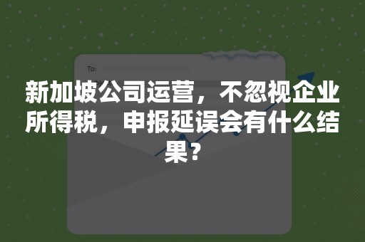 新加坡公司运营，不忽视企业所得税，申报延误会有什么结果？