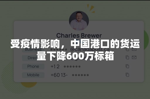 受疫情影响，中国港口的货运量下降600万标箱