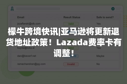 檬牛跨境快讯|亚马逊将更新退货地址政策！Lazada费率卡有调整！