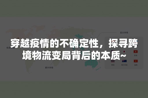 穿越疫情的不确定性，探寻跨境物流变局背后的本质~