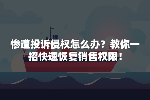 惨遭投诉侵权怎么办？教你一招快速恢复销售权限！