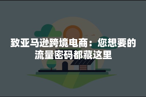 致亚马逊跨境电商：您想要的流量密码都藏这里