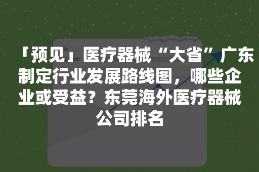 「预见」医疗器械“大省”广东制定行业发展路线图，哪些企业或受益？东莞海外医疗器械公司排名