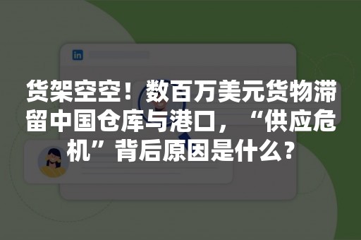 货架空空！数百万美元货物滞留中国仓库与港口，“供应危机”背后原因是什么？