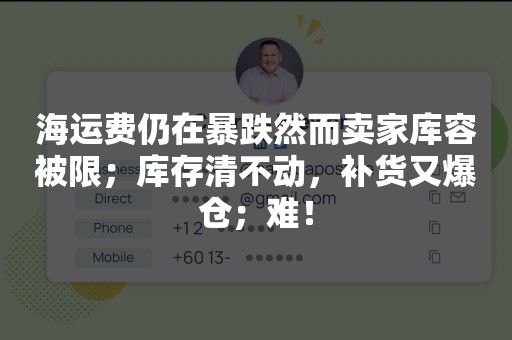 海运费仍在暴跌然而卖家库容被限；库存清不动，补货又爆仓；难！