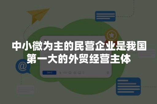 中小微为主的民营企业是我国第一大的外贸经营主体