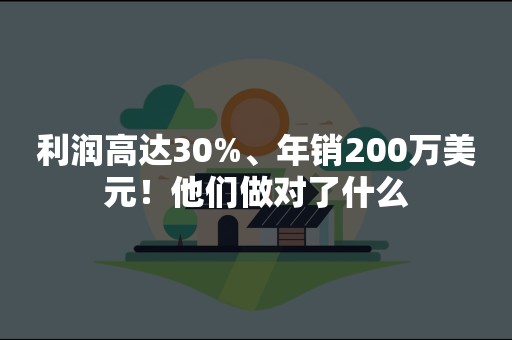 利润高达30%、年销200万美元！他们做对了什么