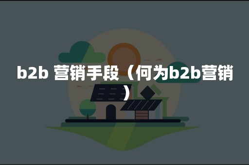 b2b 营销手段（何为b2b营销）