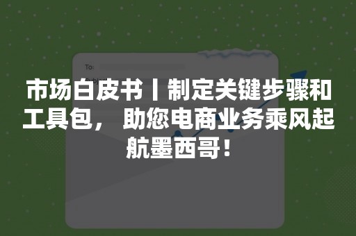 市场白皮书丨制定关键步骤和工具包， 助您电商业务乘风起航墨西哥！