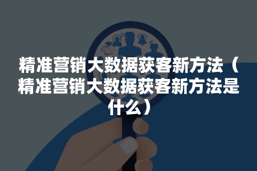 精准营销大数据获客新方法（精准营销大数据获客新方法是什么）