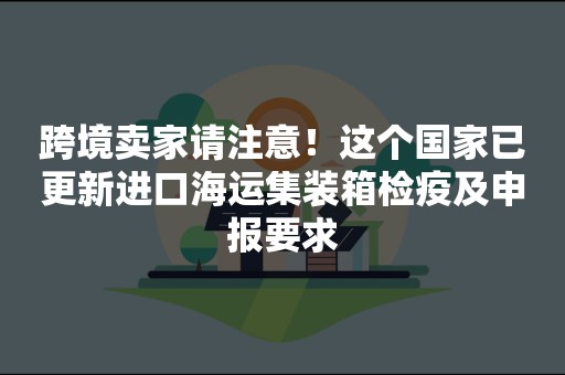 跨境卖家请注意！这个国家已更新进口海运集装箱检疫及申报要求