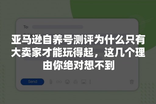 亚马逊自养号测评为什么只有大卖家才能玩得起，这几个理由你绝对想不到