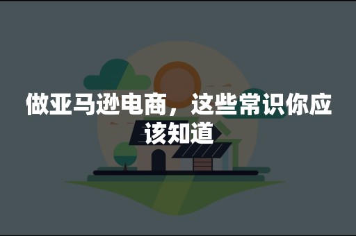 做亚马逊电商，这些常识你应该知道