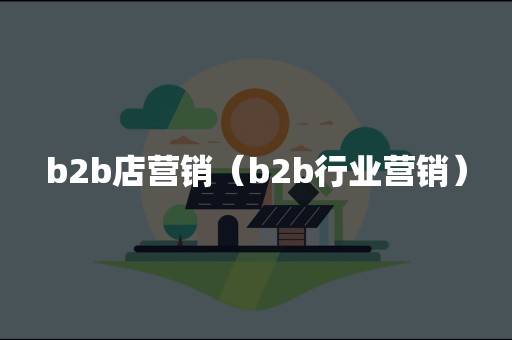 b2b店营销（b2b行业营销）