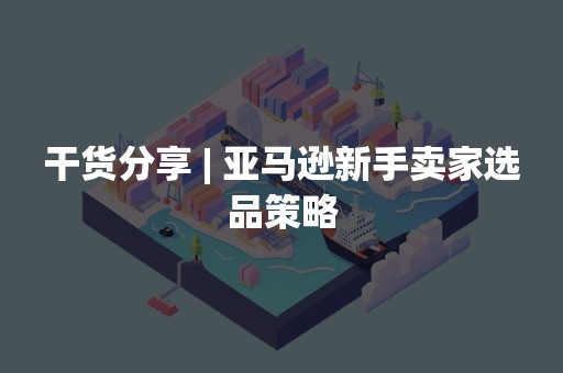 干货分享 | 亚马逊新手卖家选品策略