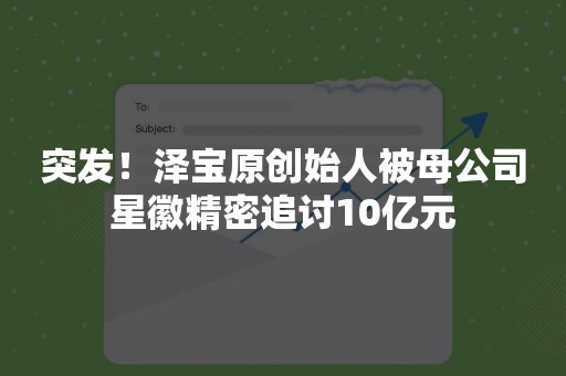 突发！泽宝原创始人被母公司星徽精密追讨10亿元