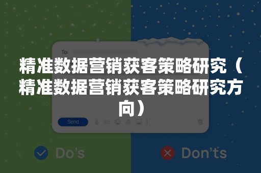 精准数据营销获客策略研究（精准数据营销获客策略研究方向）