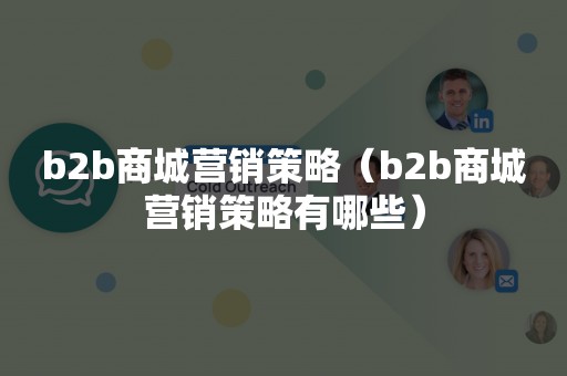 b2b商城营销策略（b2b商城营销策略有哪些）