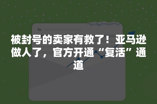 被封号的卖家有救了！亚马逊做人了，官方开通“复活”通道