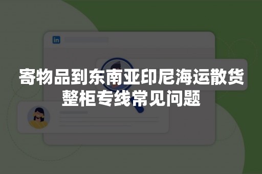 寄物品到东南亚印尼海运散货整柜专线常见问题