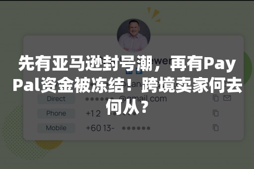 先有亚马逊封号潮，再有PayPal资金被冻结！跨境卖家何去何从？