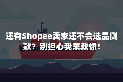 还有Shopee卖家还不会选品测款？别担心我来教你！