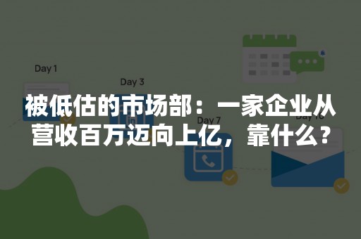 被低估的市场部：一家企业从营收百万迈向上亿，靠什么？