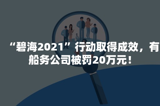 “碧海2021”行动取得成效，有船务公司被罚20万元！