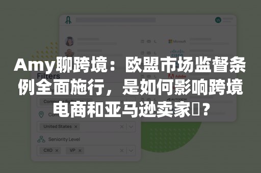 Amy聊跨境：欧盟市场监督条例全面施行，是如何影响跨境电商和亚马逊卖家​？