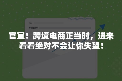 官宣！跨境电商正当时，进来看看绝对不会让你失望！