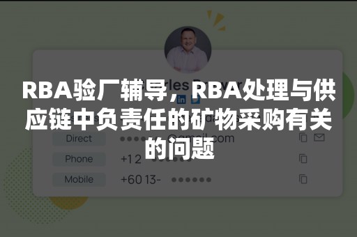 RBA验厂辅导，RBA处理与供应链中负责任的矿物采购有关的问题