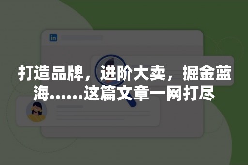 打造品牌，进阶大卖，掘金蓝海……这篇文章一网打尽