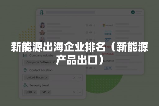 新能源出海企业排名（新能源产品出口）