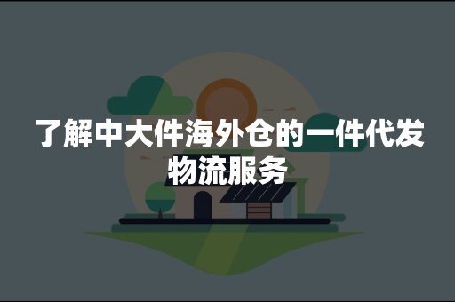 了解中大件海外仓的一件代发物流服务