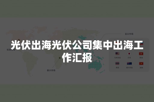 光伏出海光伏公司集中出海工作汇报