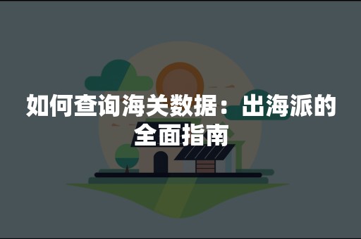 如何查询海关数据：出海派的全面指南