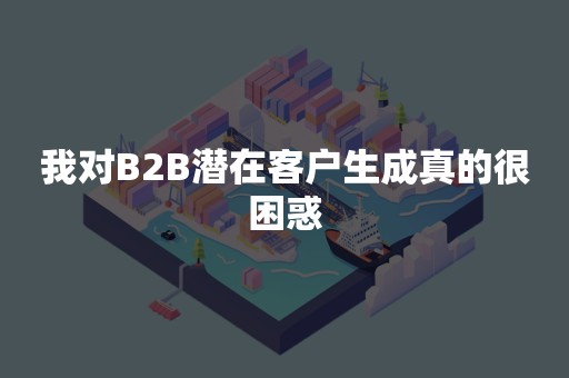 我对B2B潜在客户生成真的很困惑