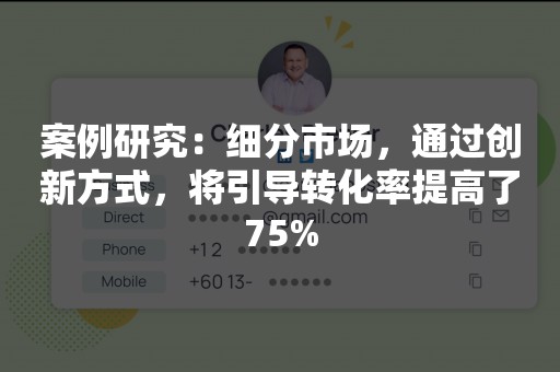 案例研究：细分市场，通过创新方式，将引导转化率提高了75%