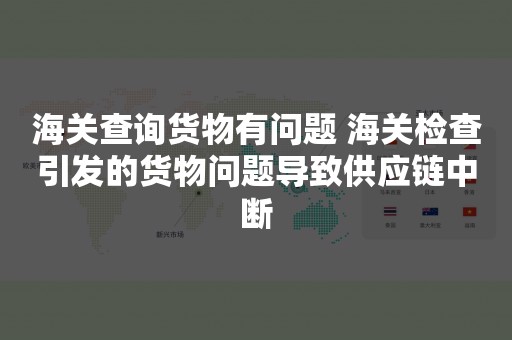 海关查询货物有问题 海关检查引发的货物问题导致供应链中断