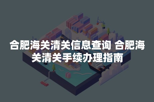 合肥海关清关信息查询 合肥海关清关手续办理指南