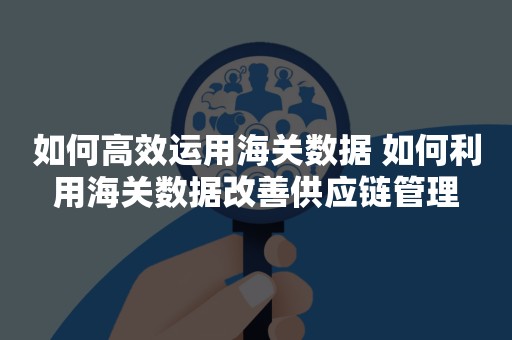 如何高效运用海关数据 如何利用海关数据改善供应链管理