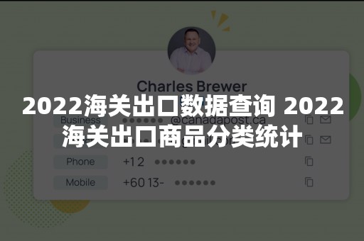 2022海关出口数据查询 2022海关出口商品分类统计