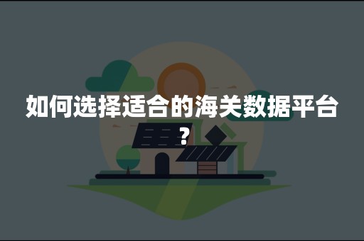 如何选择适合的海关数据平台？