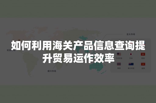 如何利用海关产品信息查询提升贸易运作效率